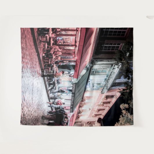 Paris Café Straatscène | Muurmozaïek Achtergrond Wandkleed (Voorkant (horizontaal))