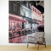 Paris Café Straatscène | Muurschildering Achtergro Wandkleed (In situ)