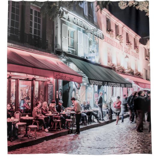 Paris Café Street Scene | Douchegordijn (Voorkant)