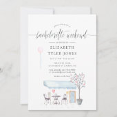 Paris Café Watercolor Bachelorette Weekend-agenda Kaart (Voorkant)