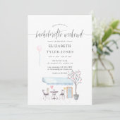 Paris Café Watercolor Bachelorette Weekend-agenda Kaart (Staand voorkant)