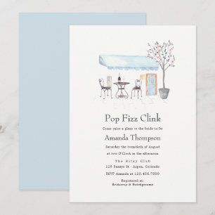 Paris Café Watercolor Pop Fizz Clink Bruiloftsfees Kaart