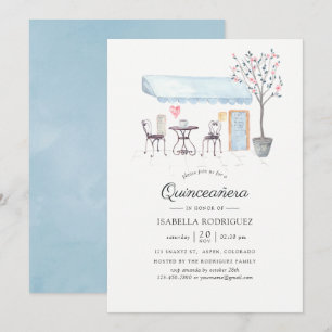Paris Café Watercolor Quinceañera Kaart