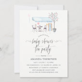 Paris Cafe Waterverf Baby shower Tea Party Kaart (Voorkant)