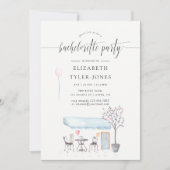 Paris Cafe Waterverf Bachelorette Party Invite Kaart (Voorkant)