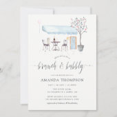 Paris Cafe Waterverf Brunch en Bubble Kaart (Voorkant)