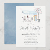 Paris Cafe Waterverf Brunch en Bubble Kaart (Voorkant / Achterkant)