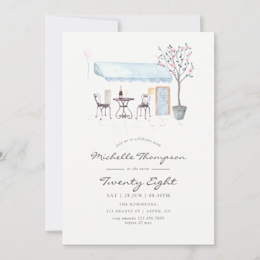 Paris Cafe Waterverf Elke dag van de Age Birthday Kaart (Voorkant)