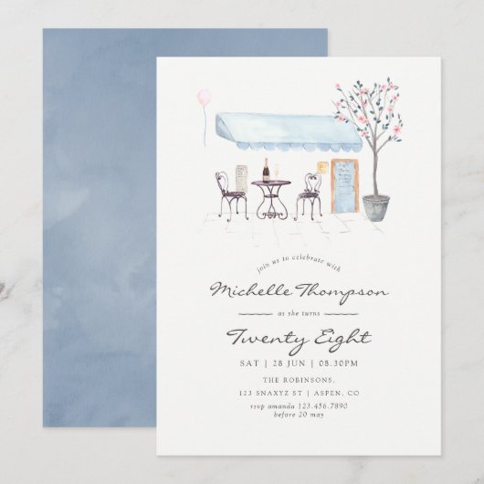 Paris Cafe Waterverf Elke dag van de Age Birthday Kaart (Voorkant / Achterkant)