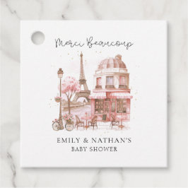 Paris Cafe Waterverf Script Baby shower Merci Bedankjes Labels