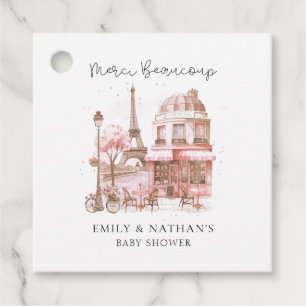 Paris Cafe Waterverf Script Baby shower Merci Bedankjes Labels