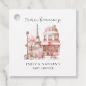 Paris Cafe Waterverf Script Baby shower Merci Bedankjes Labels (Voorkant)