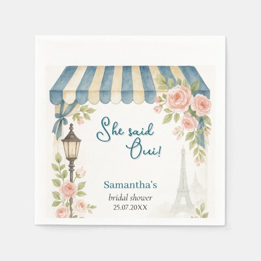 Paris Café Ze Zegt Oui Bruidsfeest  Servet (Voorkant)