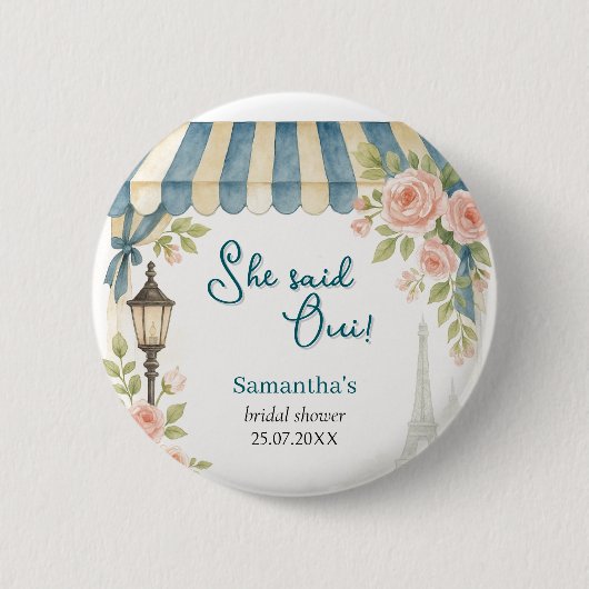 Paris Café Zei Ja Bruidsfeest Ronde Button 5,7 Cm (Voorkant)