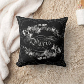 Paris Calligraphy Flowers Black and White Kussen (Deken)