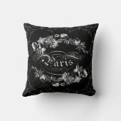 Paris Calligraphy Flowers Black and White Kussen (Achterkant)