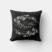 Paris Calligraphy  Flowers Black and White Kussen (Voorkant)