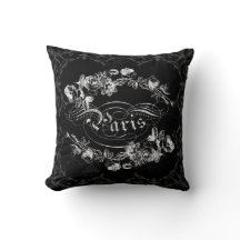 Paris Calligraphy  Flowers Black and White