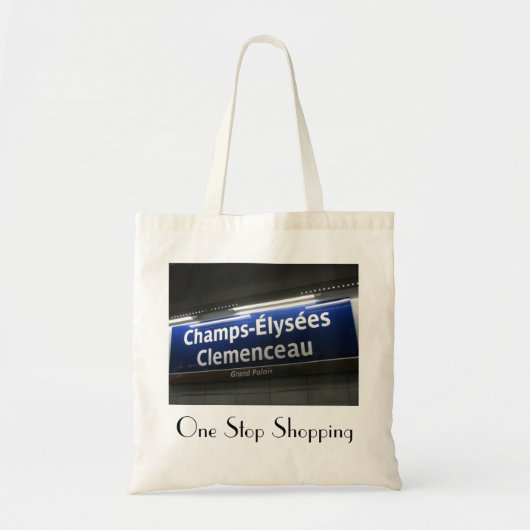 Paris Canvas tas, Caption: One Stop Shoping Tote Bag (Voorkant)