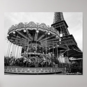 Paris Carousel B&W Poster