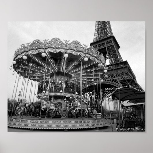 Paris Carousel B&W Poster (Voorkant)