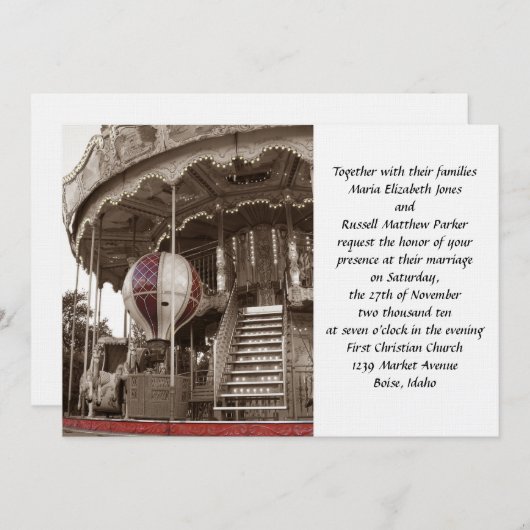Paris Carousel Wedding Kaart (Voorkant / Achterkant)