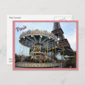 Paris Carrousel (& Eiffeltoren) met tekst Briefkaart (Voorkant / Achterkant)