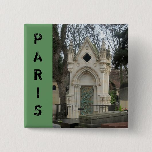 Paris Cemetary Vierkante Button 5,1 Cm (Voorkant)