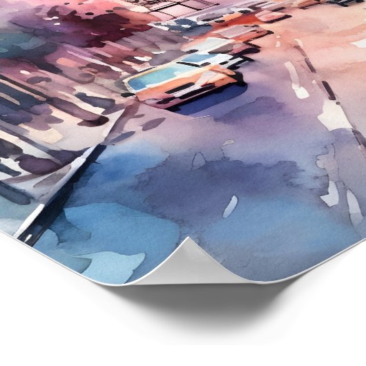 Paris Champ Elysees Waterverf Wall Art Print (Hoek)