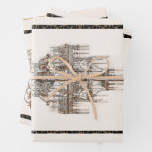 Paris  Chandelier Trio Black Gold Decoupage Inpakpapier Vel (In situ)