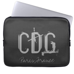 Paris Charles de Gaulle Airport Typografie Laptop Sleeve
