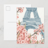 Paris Cherry Blossom Briefkaart (Voorkant / Achterkant)