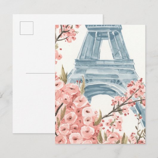 Paris Cherry Blossom Briefkaart (Voorkant / Achterkant)