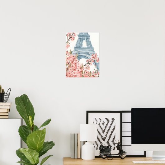 Paris Cherry Blossom Poster (Thuiskantoor)