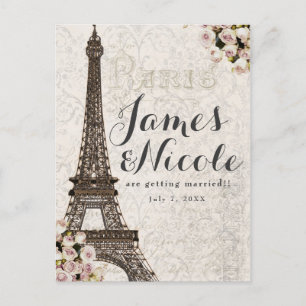Paris Chic Elegant Eiffel Tower Save the Date Aankondigingskaart