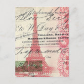 Paris chic franse scripts lace roze eiffel tower briefkaart (Voorkant)