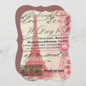 Paris chic franse scripts lace roze eiffel tower kaart (Voorkant / Achterkant)