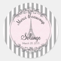 Paris Chic ronde gepersonaliseerde bedank cirkel