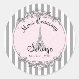 Paris Chic ronde gepersonaliseerde bedank cirkel Sticker