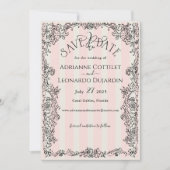 Paris Chic  Roze Strepen Huwelijk Save The Date (Voorkant)