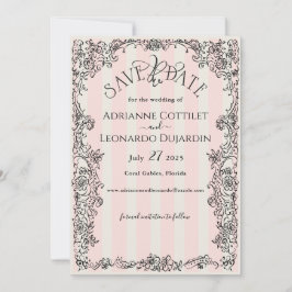 Paris Chic  Roze Strepen Huwelijk Save The Date