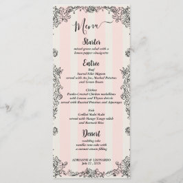 Paris Chic  Roze Strepen Script Wedding Menu