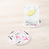 Paris Chic Roze Zwart en Wit Zandsteen Onderzetter (Zijkant)