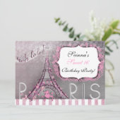 Paris Chic Sparkle Eiffel Tower Party Sweet 16 Kaart (Staand voorkant)