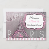Paris Chic Sparkle Eiffeltoren Feest Sweet 16 Kaart (Voorkant)