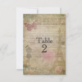 Paris chique bruiloft tafel nummer Kaarten (Achterkant)