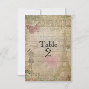  Paris chique bruiloft tafel nummer Kaarten