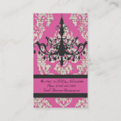 Paris chique hot roze damast  kroonluchter visitekaartje (Achterkant)