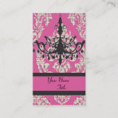 Paris chique hot roze damast  kroonluchter visitekaartje (Voorkant)