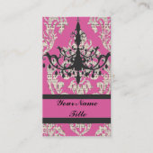 Paris chique hot roze damast  kroonluchter visitekaartje (Voorkant)